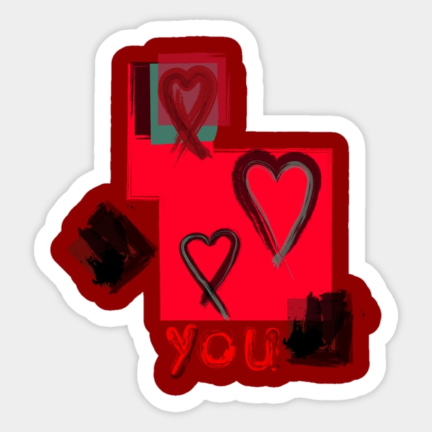 "Heart On You" Print - Red Combo Sticker by Nicky Brendon